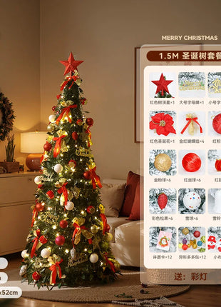 Albero di Natale incandescente Decorazione per albero di Natale artificiale pieghevole Ornamento natalizio floccato per esposizione spaziosa del festival del centro commerciale