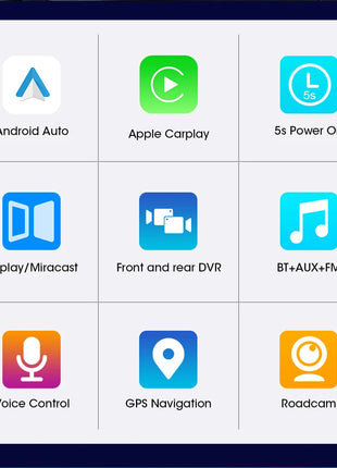 11.26 inch Dash Cam Car DVR 4K Camera Wireless Carplay Android Auto Touch Screen Dual Len Video Recorder Dashboard BT FM AUX GPS - Riparo82