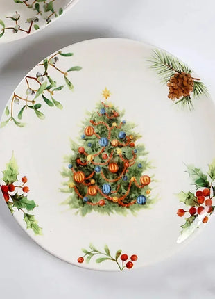Squisita cena di Natale Piatti creativi Piatto da bistecca in ceramica Pasta sana sottosmalto Posate personalizzate Regalo Forniture da cucina - riparo82