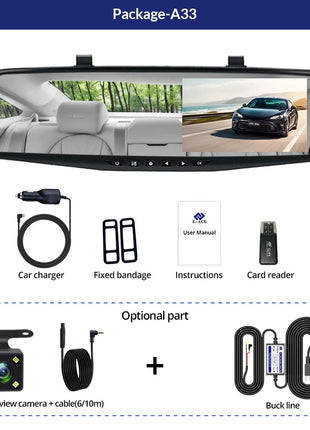 Dash Cam  4.3 Inch Car Dvr Dashcam car camera 24h Front and Rear 1080P Mirror Rear Camera Rearview Mirror Digital Video Recorder - Riparo82