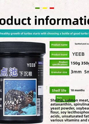yeeb Aquatic Turtle Food - High Protein Sinking Pellets for Musk, Razorback & Deep Water Turtles - Riparo82