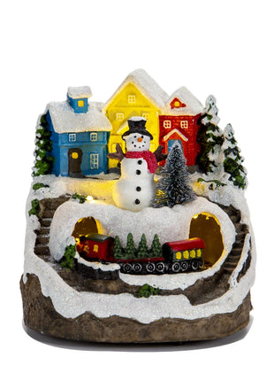 LED Musica natalizia Casa di popcorn Decorazione natalizia Scena Villaggio Statua rotante Decorazioni natalizie per la casa Decorazioni per il desktop Regalo di Natale per bambini