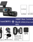 Dash Cam 4K+1080P Dual Lens WIFI GPS Car DVR Camera Video Drive Recorder Dashcam Dual Lens Black Box Front and Rear Night Vision - Riparo82