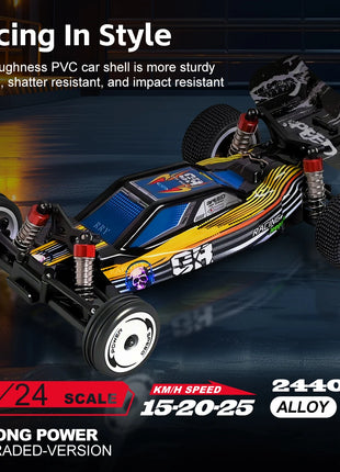 WLtoys 244016 Auto ad alta velocità, proporzionale 1:24, auto RC telecomandate di alta qualità, trazione a due ruote, giocattolo e regalo per ragazzo da corsa