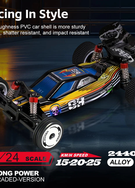 WLtoys 244016 Auto ad alta velocità, proporzionale 1:24, auto RC telecomandate di alta qualità, trazione a due ruote, giocattolo e regalo per ragazzo da corsa