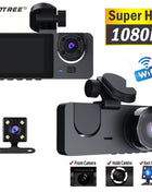 3-Channel Dash Cam Front Interior Rear 1080P Camera Recording WiFi Night Vision 170° Wide-Angle G-Sensor Loop Recording for Cars - Riparo82