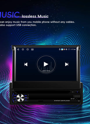Hikity Carplay 4+64G Android 1Din Car Multimedia Player Retractable Screen GPS Navigation WIFI Bluetooth 1din autoradio No DVD - Riparo82