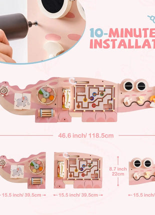 Robotime Robud Tavola in legno occupata Giocattolo per l'apprendimento Montessori Centro attività montato a parete con labirinto di ingranaggi Regali giocattolo in legno - riparo82