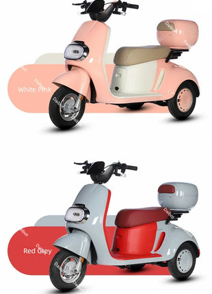 800W Pink/Grey/Red Adults 3 Wheel Electric Tricycle Small With Hidden Foldable Baby Seat/Parent Child Electric Scooter Fashion - Riparo82