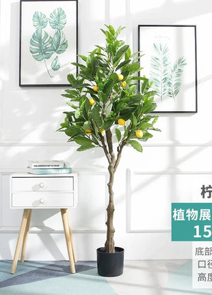 Simulation Green Plant Simulation Lemon Tree Pot Large Green Plant Bonsai Shopping Mall Restaurant Decoration on The Ground