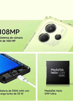 Xiaomi Redmi Note 14 4G NFC helium G99-Ultra 6,67 ''AMOLED screen 120 Hz 108 MP IA camera 5500 mAh battery,Charger Not Included - Riparo82