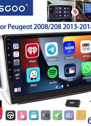 ESSGOO Android 14 For Peugeot 208 12-18 10"Display Car Stereo Radio GPS Navi Carplay Android Auto Wifi BT FM RDS Mirror Link SWC - Riparo82