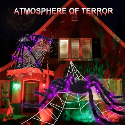Practical 8 Modes Halloween Spider Web Lights Glow 250 LEDs LED Spider Net Hanging 5m Scary Giant Spider Haunted House