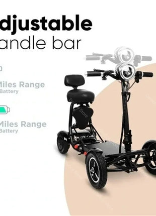 Scooter Mobilità 4 Ruote 500W Doppio Motore 36V - Pieghevole Anziani 3 Velocità - riparo82