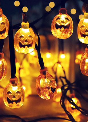 1.5M 10LED Halloween LED Light String Horror Eyeballs Pumpkin Spider Bat Skull Lamp Trick Or Treat Happy Halloween Party Decor - Riparo82