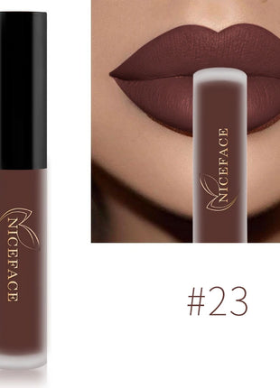 NICEFACE Nude Liquid Lipstick Ultra Matte Velvet Long Lasting Women Beauty Red Nonstick Cup Waterproof Lip Gloss Lips Cosmetics - Riparo82