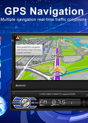 Hikity 2+64G Android Car Radio carplay Autoradio 1Din 7'' Touch Screen Car Multimedia Player GPS Navigation Wifi Auto Bluetooth - Riparo82