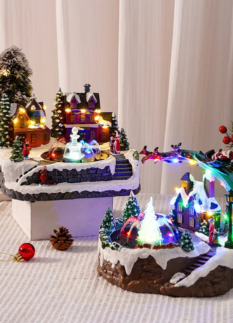 Natale nuova fontana casa luminosa casa di neve regalo di Natale rotante casa ornamenti da tavolo in resina artigianato decorativo