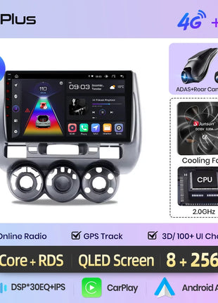 Junsun Wireless CarPlay Android Auto Car Radio for Honda Fit Jazz City 2002 2003 2004-2007 RDS GPS 4G WIFI Multimedia autoradio