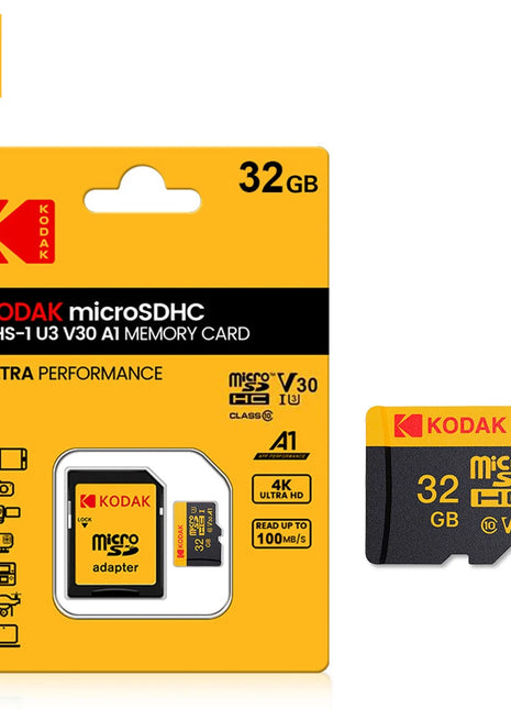 Kodak Micro SD Card Scheda di memoria classe 10 32G8 64GB 128GB 256GB U3 4K Ad alta velocità Catao De Memora Flash Memory TF card per fotocamera