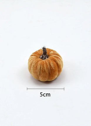 10pcs Velvet Artificial Pumpkin Decor Desktop Pumpkin Ornament Autumn Fall Thanksgiving Harvest Festival Halloween Decoration - Riparo82