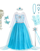 Disney Elsa Anna Abiti da principessa Ragazze vestono Bambini Cosplay Frozen Snow Queen Costumi Carnevale Festa di compleanno Abiti fotografici
