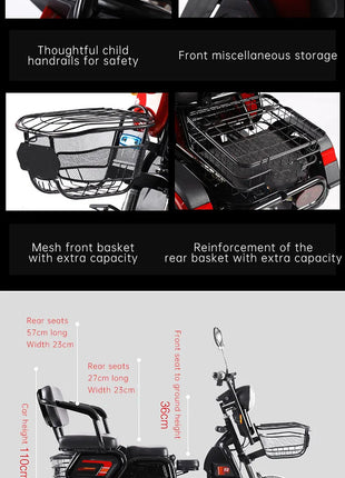 48V 600W Cheapest Long-endurance 3 Passengers  Mobility Electric Vehicle for Elderly Electric Tricycle Scooter Mobility Bike