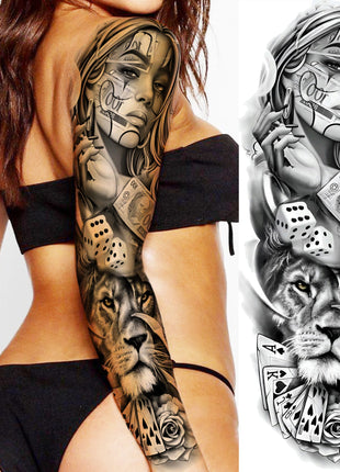 1 Sheet Full Arm Evil Witch Vampire Temporary Tattoos Sleeve Halloween Scary Skull Tatoo Waterproof Horrible Fake Tattoo Sticker - Riparo82