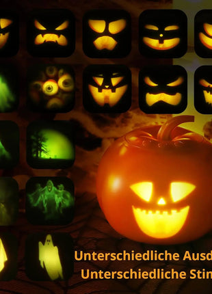 Halloween animated Pumpkin projection lamp, 16 animations and sound effects, English version, built-in projector speaker for Fam - Riparo82