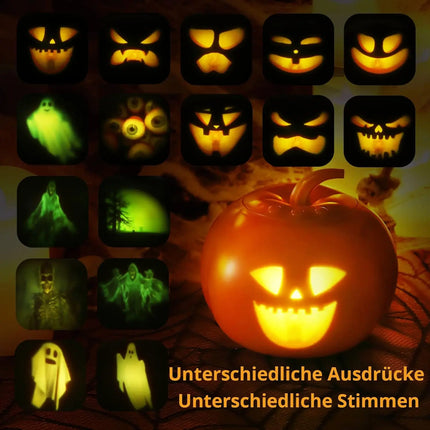 Halloween animated Pumpkin projection lamp, 16 animations and sound effects, English version, built-in projector speaker for Fam