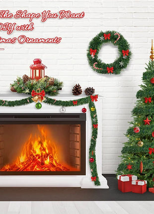 Decorazione ghirlanda natalizia da 10 m, pino artificiale, non illuminato, morbido, verde, per le vacanze, per la decorazione della festa nuziale di Natale al coperto - riparo82