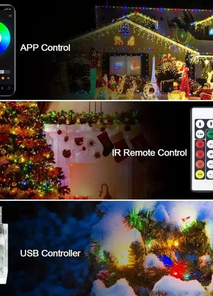 USB 5V Smart RGB-IC Fata Stringa di luci Luci di Natale Decorazioni Lampada Ghirlanda WS2812 APP Bluetooth e telecomando indirizzabile