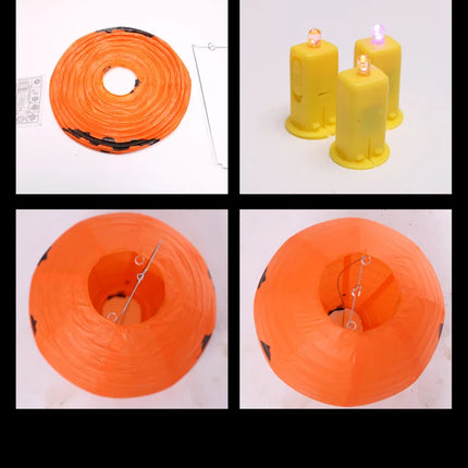 Halloween Paper Lanterns Equipped With Yellow Light Pumpkin Spider Skeleton for Halloween Party Decoration Indoor Outdoor Party