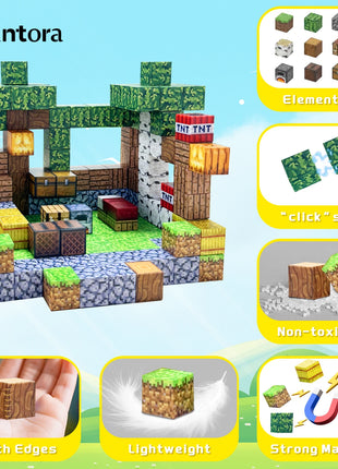 Blocchi magnetici Mine World Magnet Cube Brick Set Miglior regalo per ragazzi Ragazze Bambini 3+ Giocattolo stile pixel fai-da-te - riparo82