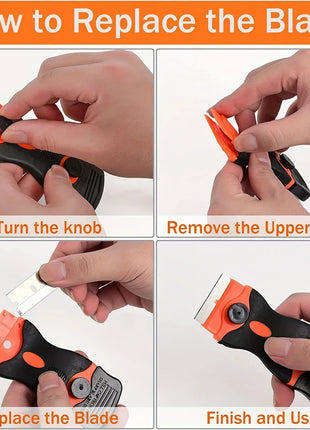 Plastic & Metal Razor Blade Scraper, Window Glass Cleaner, Vinyl Film & Adhesive Remover Tool for Car & Home - Riparo82