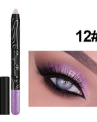 12 Colors Long-lasting Glitter Eyeshadow Pencil Pigment Blue Brown Black Eyeliner Pen Women Fashion Shimmer Eye Shadow Makeup - Riparo82