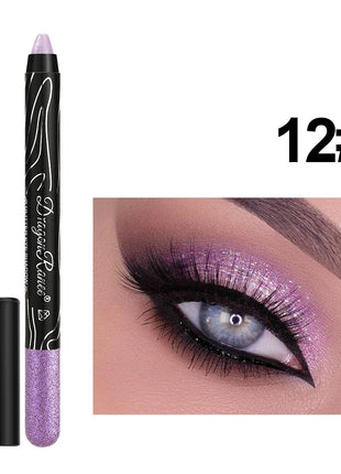 12 Colors Long-lasting Glitter Eyeshadow Pencil Pigment Blue Brown Black Eyeliner Pen Women Fashion Shimmer Eye Shadow Makeup - Riparo82
