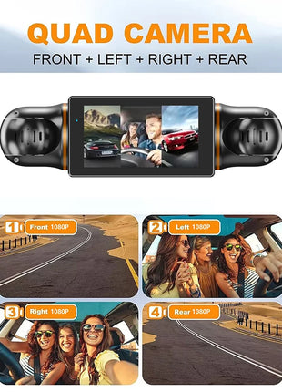 Car Dash Cam 4 Channel Black Box With GPS WIFI FHD 1080P Front Driving Camera Left Right Rear Night Vision 24H Parking Monitor - Riparo82