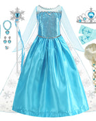 Disney Frozen Elsa Regina delle nevi Abito da principessa Costume da ragazza Halloween Bambini Gioco di ruolo Carnevale Bambini Compleanno Abito da festa