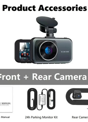 Dash Cam For Cars 4k Dual Camera Wifi Dashcam 24h Parking Monitor Front And Rear Dvr Night Vision Kamera Samochodowa Rejestrator - Riparo82