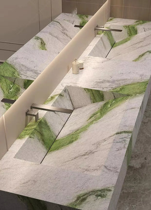 Set da toeletta in pietra senza cuciture, mobiletto da bagno con lavabo monopezzo, lavabo singolo e doppio, resistente alle macchie e durevole, personalizzabile