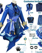 Furina Costume Cosplay Parrucca Capelli Impatto Fontaine Focalors con Cappello Abiti Neri Scarpe Cosplay Tacco Alto per Abiti da Donna