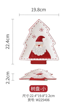 Set di piatti di Babbo Natale dipinti a mano nordici Set di stoviglie per tazze d'acqua con teiera sigillata in ceramica a rilievo rosso - riparo82