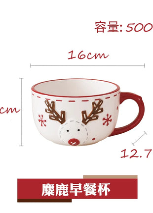 2025 Nuovo set di posate in ceramica dipinta a mano di Natale Piatto da bistecca di Natale carino Piatto piatto colorato sottosmalto in rilievo - riparo82