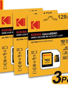 3 pezzi Kodak SD Card 128GB SD/TF Flash Card Mini schede SD con adattatore SD gratuito Scheda di memoria Flash Class10 V30 U3 per fotocamera portatile