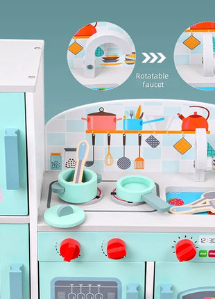 Set da gioco per mini frigorifero da cucina per bambini in legno - Pentole realistiche per giochi di finzione Regali di compleanno unisex per ragazzi e ragazze - riparo82