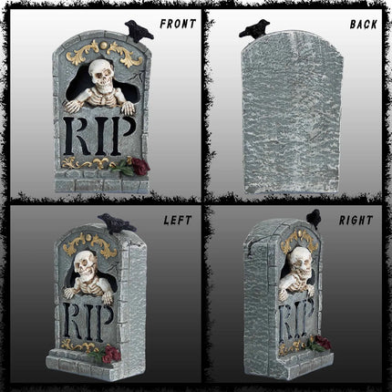 Halloween Resin Ghost Skull Tombstone Miniature Figurines Hand-Carved Graveyard Skull Scene Decor Party Accessories