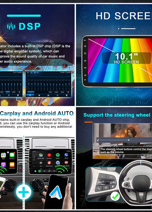 2 din Android 14 10.1 inch Universal Car Radio Stereo Rotate Touch Screen Wireless Carplay android auto GPS WIFI 4GLTE autoradio - Riparo82