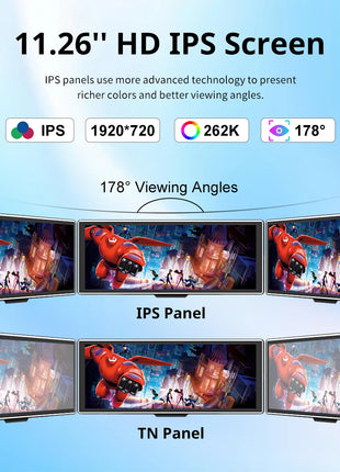 11.26 inch IPS Touch Screen Multimedia Video Player Portable 4K DVR Wireless CarPlay/Android Auto Dual Lens Driving Recorder - Riparo82