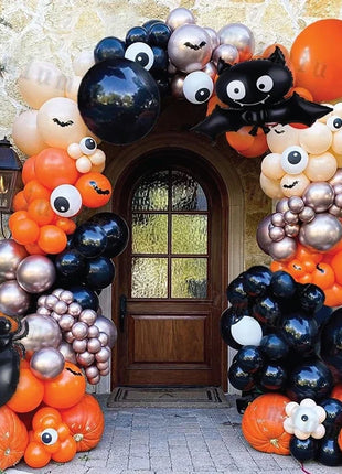 Halloween Bat Balloon Garland Arch Kit Black Orange Ballon 3D Bat Spider Sticker Eye Pumpkin Halloween Party Decoration Supplies - Riparo82